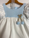 DEL SUR. Conjunto vestido blanco mangas azules y culetín T.24 meses