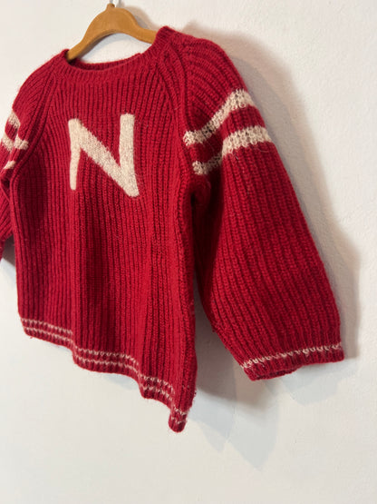 NANOS. Jersey rojo con lana letra. T 24 meses