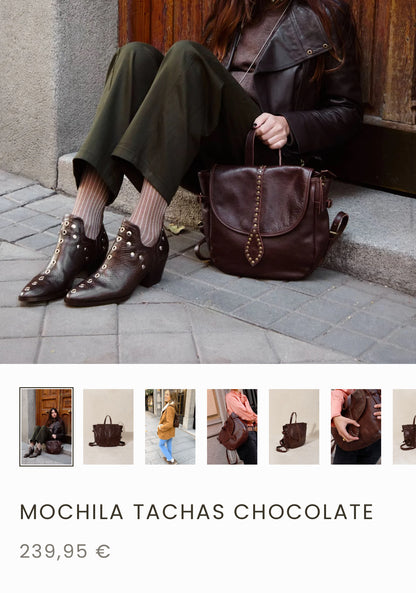 MICUIR. Mochila tachas burdeos