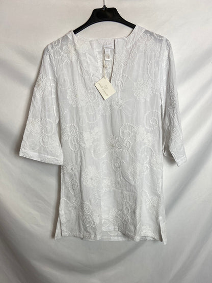 STEP BY STEP. Embroidered white dress. Size 12 years