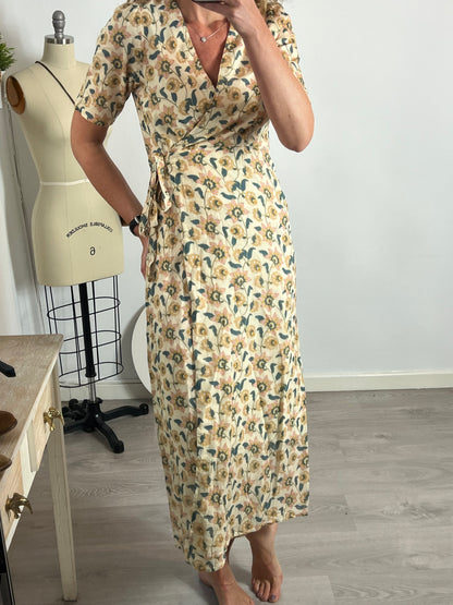 LOUISE MISHA. Vestido amarillo flores T.40