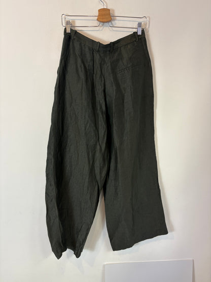 MASSIMO DUTTI. Pantalón lino verde