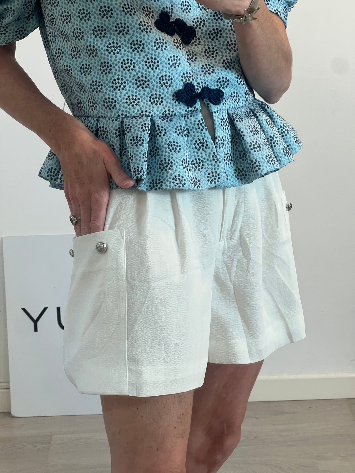 PEDRO DEL HIERRO. Flowy shorts, size 38