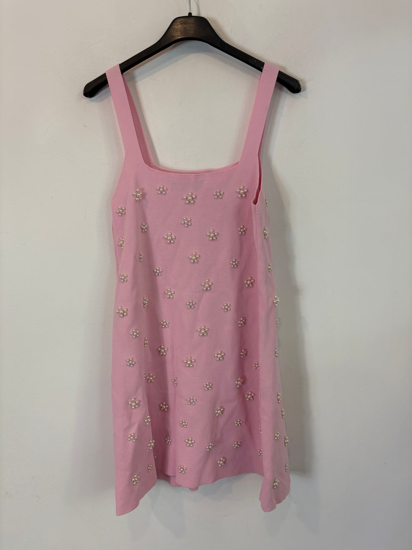 ZARA. Vestido rosa perlas T.s