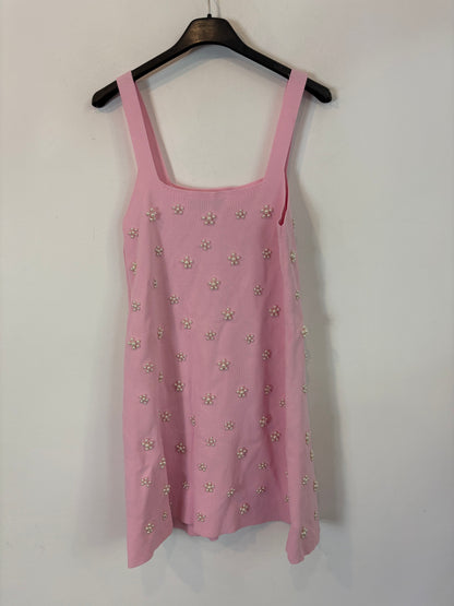 ZARA. Vestido rosa perlas T.s