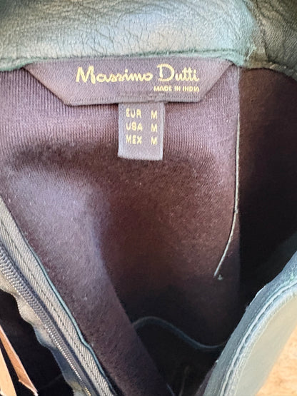 MASSIMO DUTTI. Falda midi azul  piel. T M