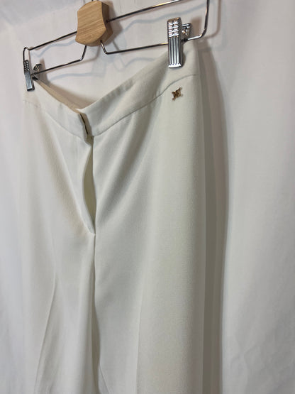 PEDRO DEL HIERRO. White pleated wide-leg trousers. Size 38