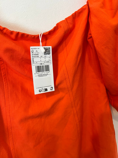 MANGO. Vestido corto mangas abullonadas