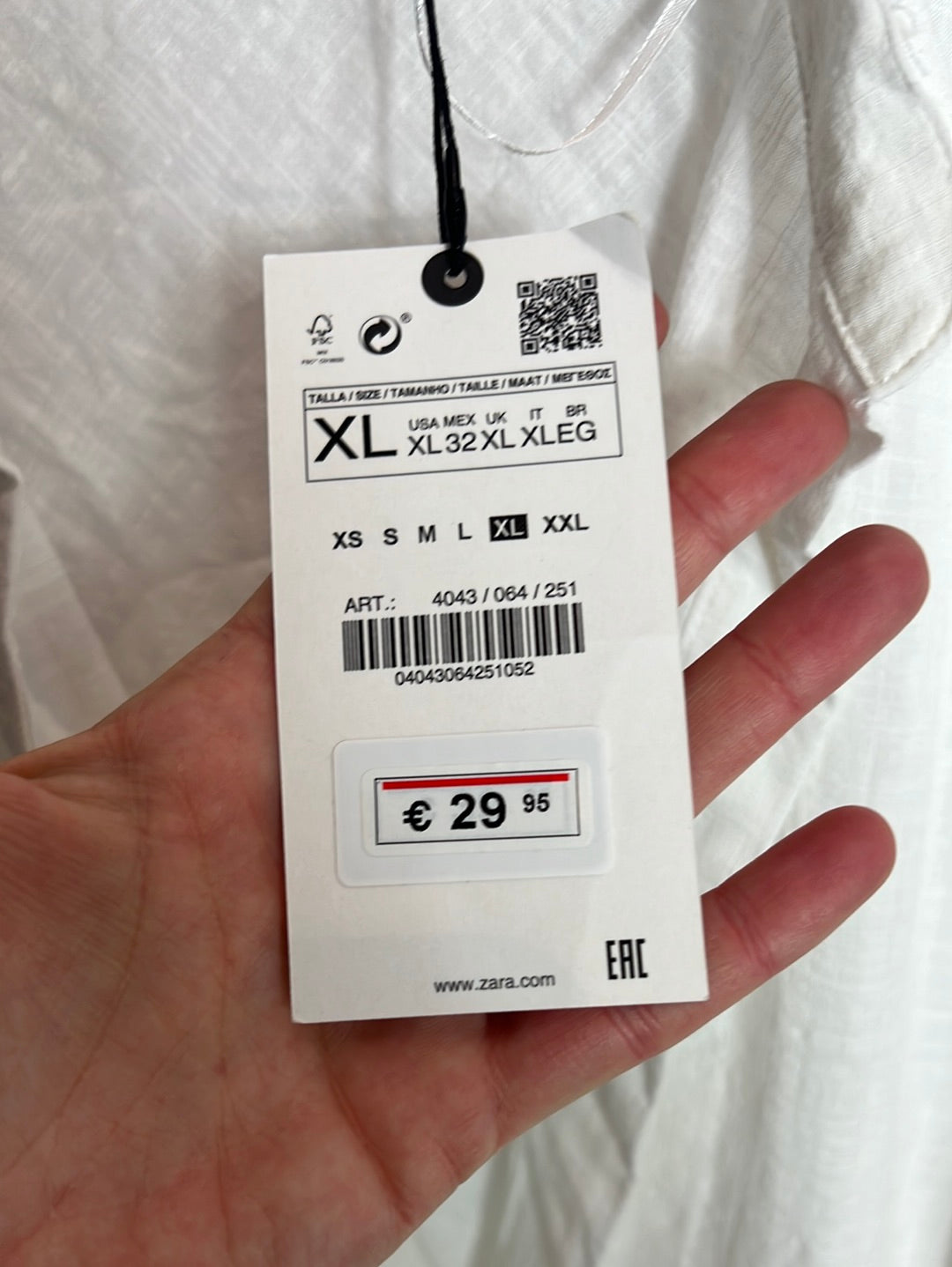 ZARA. Blusa algodón lazada. T XL