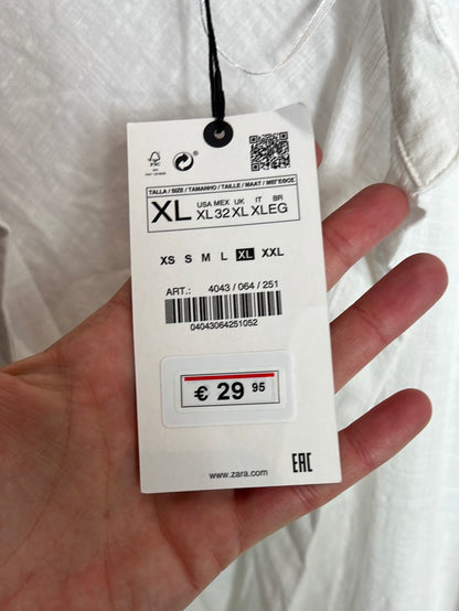 ZARA. Blusa algodón lazada. T XL