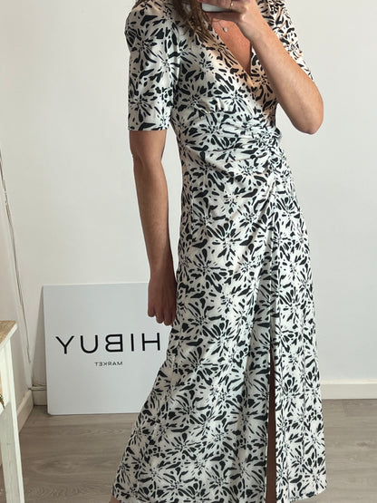 CHERUBINA. Long printed dress with gathered trim. TM