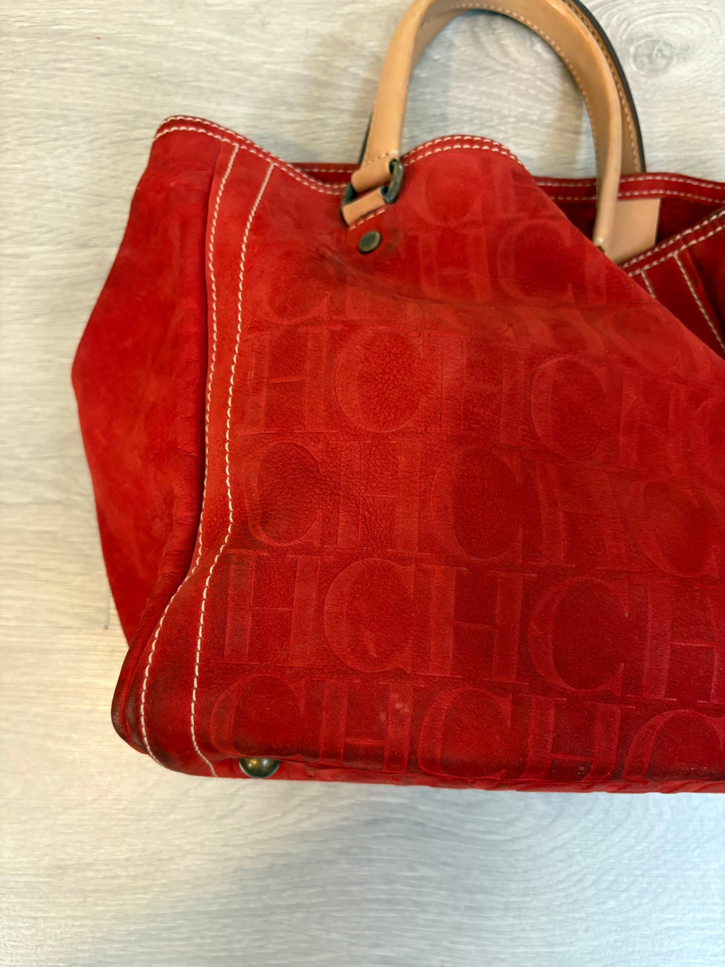 CAROLINA HERRERA. Bolso piel rojo
