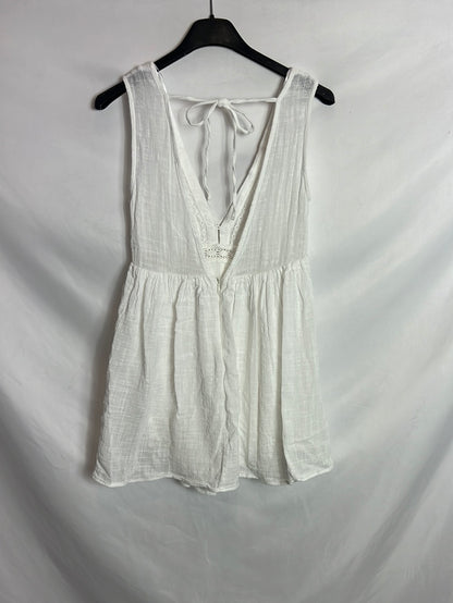 OTHERS. Linen dress-effect short jumpsuit. XS/S