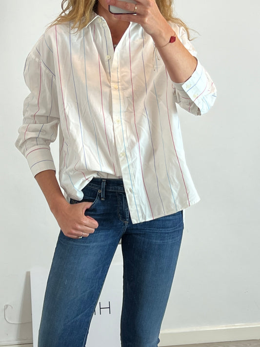 ZARA. White shirt with tricolor stripes. TS