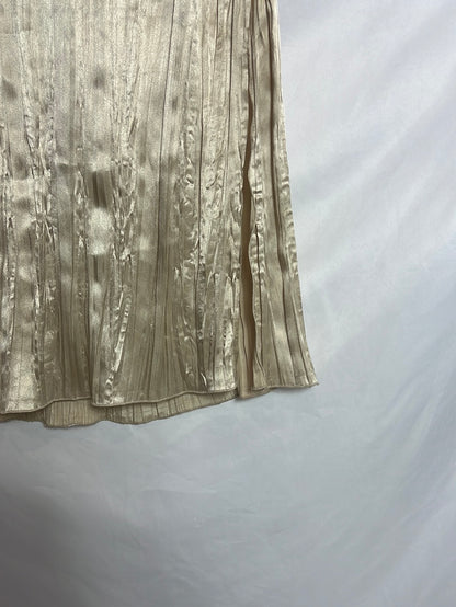 ZARA. Falda midi textura dorada. T XS