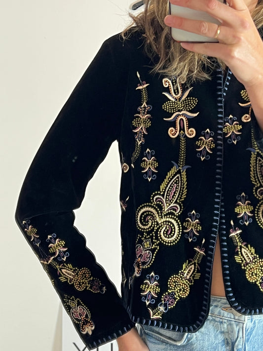 TOP QUEENS. Chaqueta terciopelo bordada. T XS/S