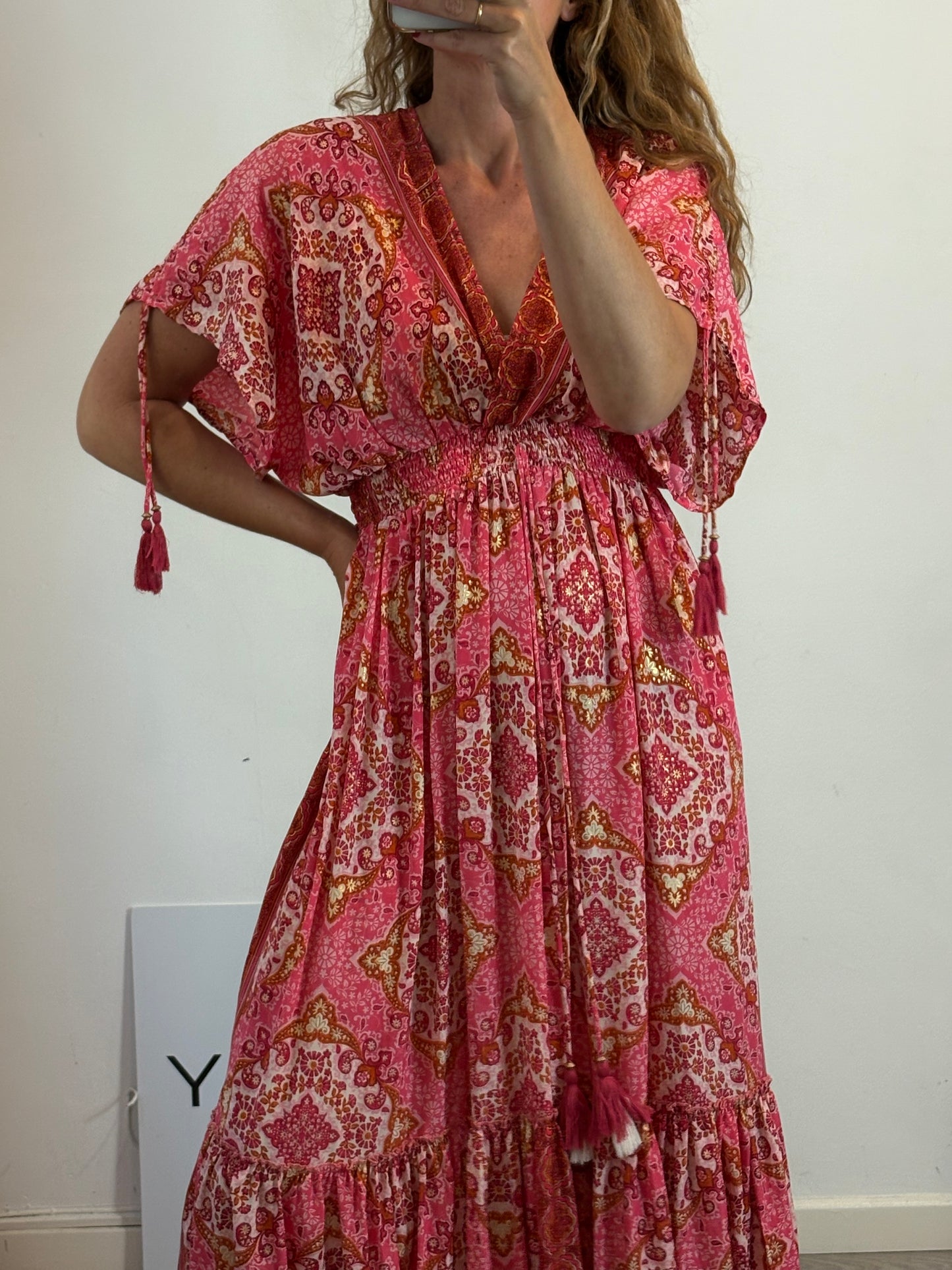 Vestido largo seda estampado