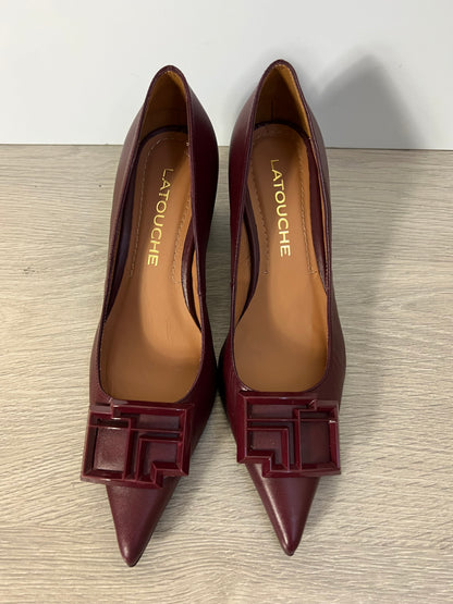 LATOUCHE. Burgundy leather heeled shoe. Size 37