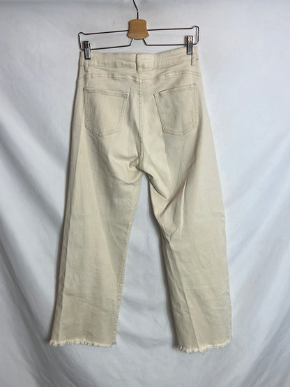 OTHERS. Beige denim with fringes. Size 38