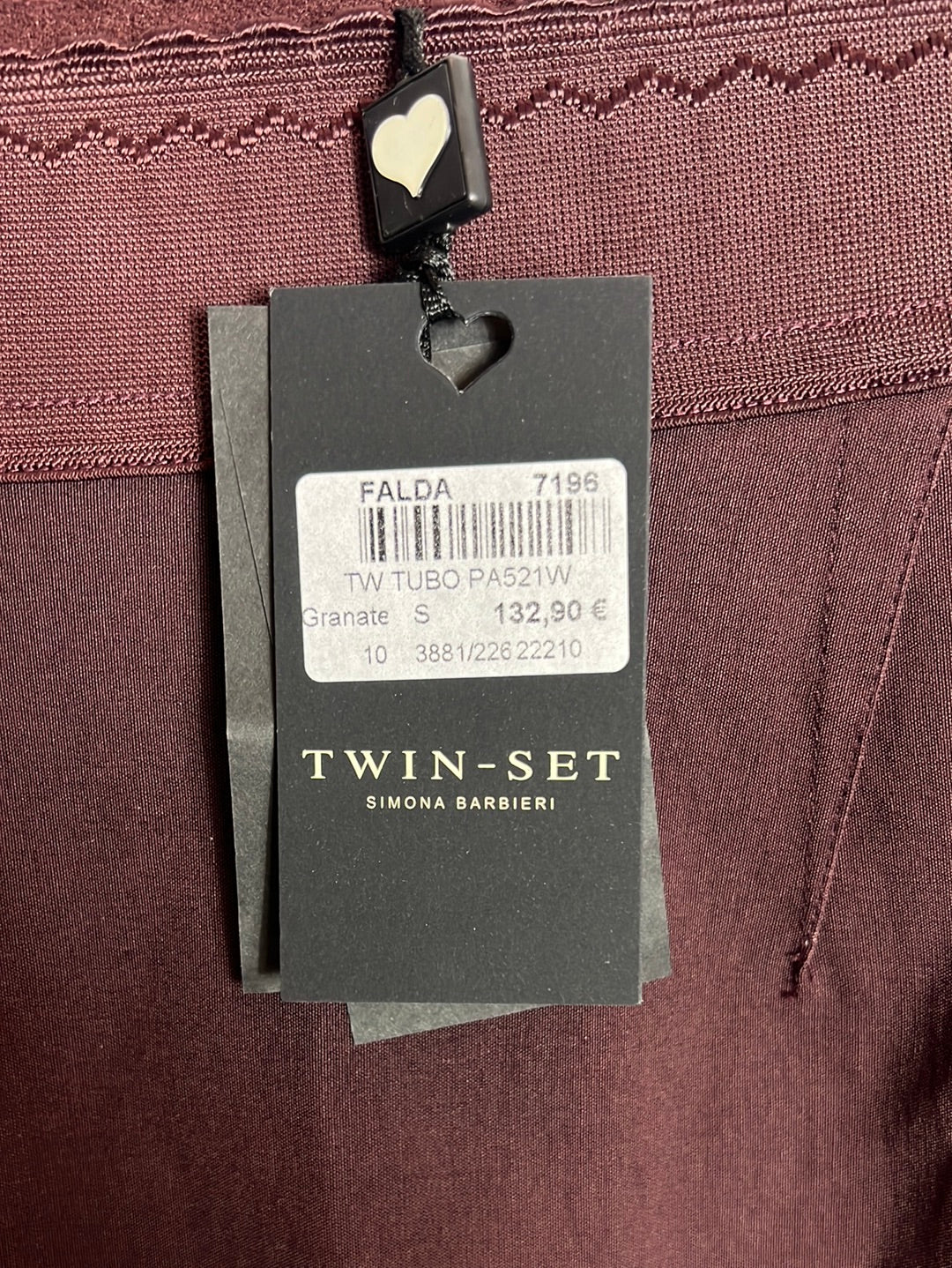 TWIN-SET. Maroon elastic midi skirt. T.S.