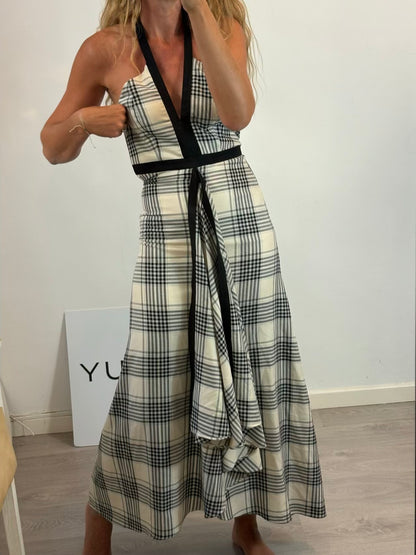 IQ COLLECTION, Vestido asimétrico cuadros