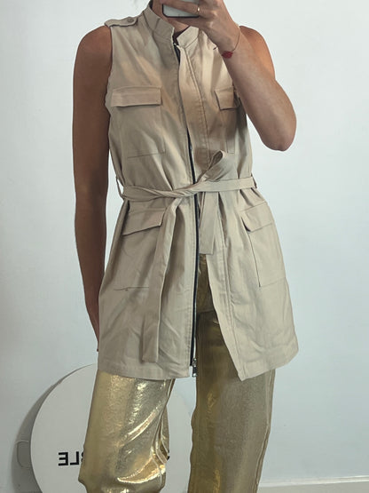 VALENTINA. Chaleco beige sahariano T.L