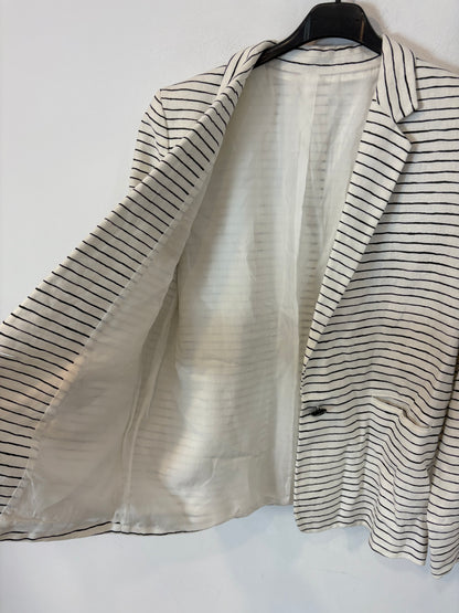 ACNE STUDIOS. Blazer lino blanca rayas textura