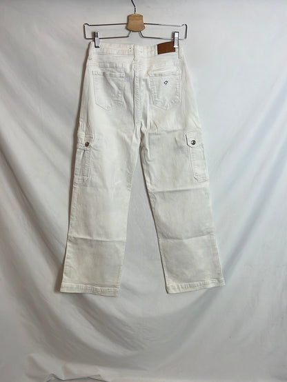 NOON. Pantalones blancos denim bolsillos. T 36