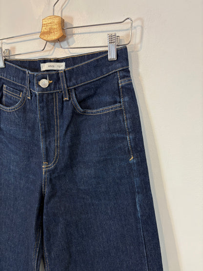 MANGO. Denim pata ancha azul oscuro