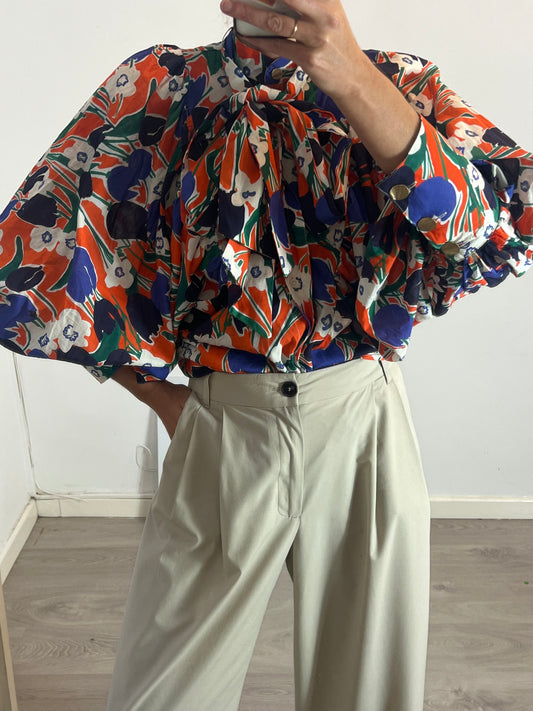 THE LABEL EDITION. Camisa estampada lazada. T S