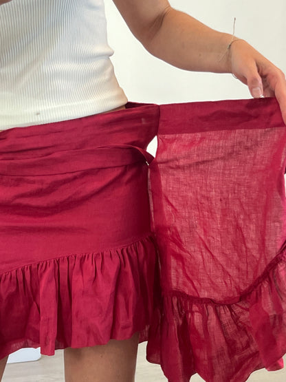 ISABEL MARANT ETOILE. Falda Lino con por frambuesa. T 36
