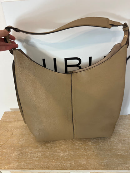 LATOUCHE. Bolso piel shopper beige oscuro