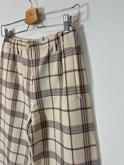 MAJE. Pantalón cuadros beige. T 36