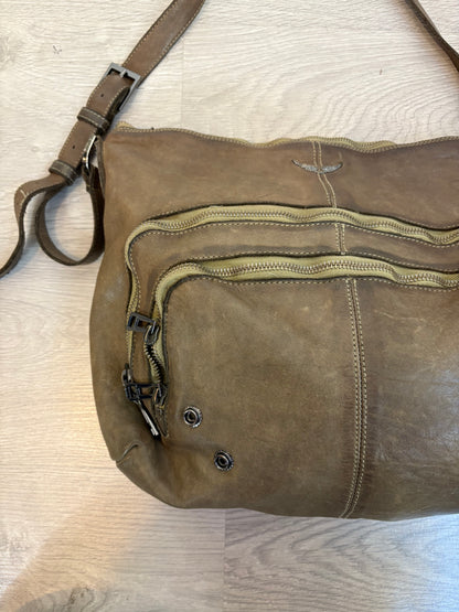 ZADIG & VOLTAIRE. Bolso bandolera  caqui bolsillos