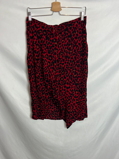ZARA. Falda midi animal print. T L