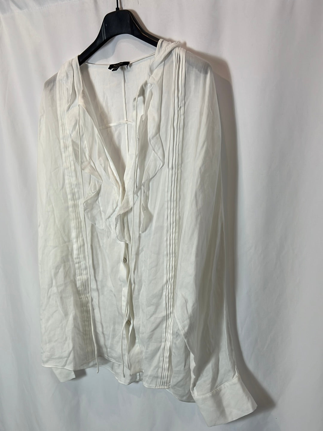 MASSIMO DUTTI. White ruffle blouse. T.S.