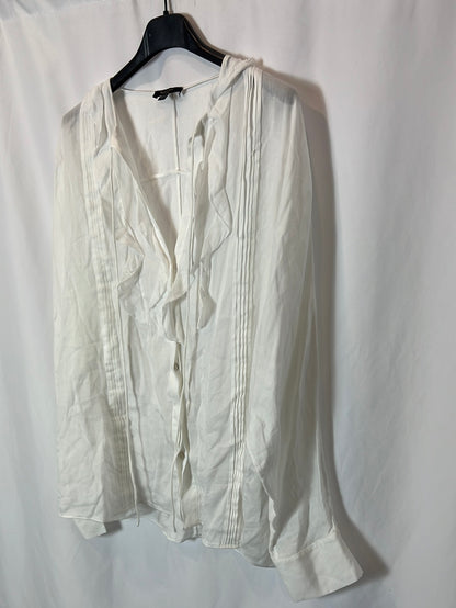 MASSIMO DUTTI. White ruffle blouse. T.S.