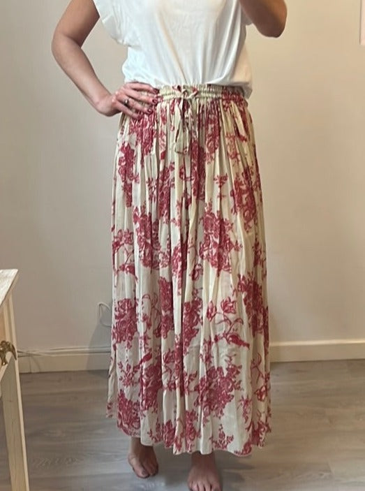 FORTE FORTE. Red printed midi skirt. Size 1