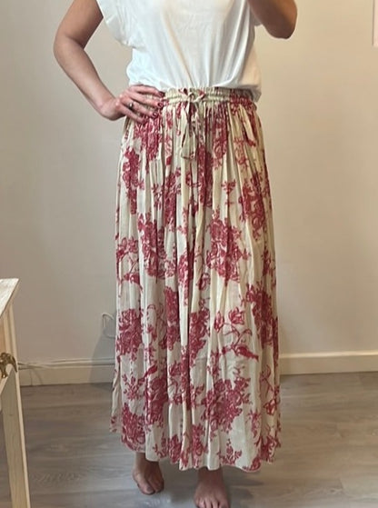 FORTE FORTE. Red printed midi skirt. Size 1