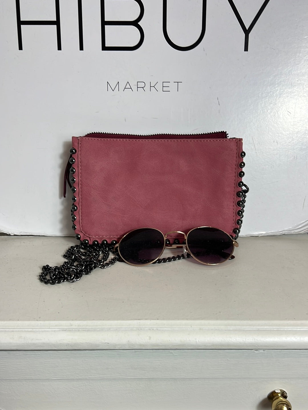 ZARA. bolso mini rosa tachuelas