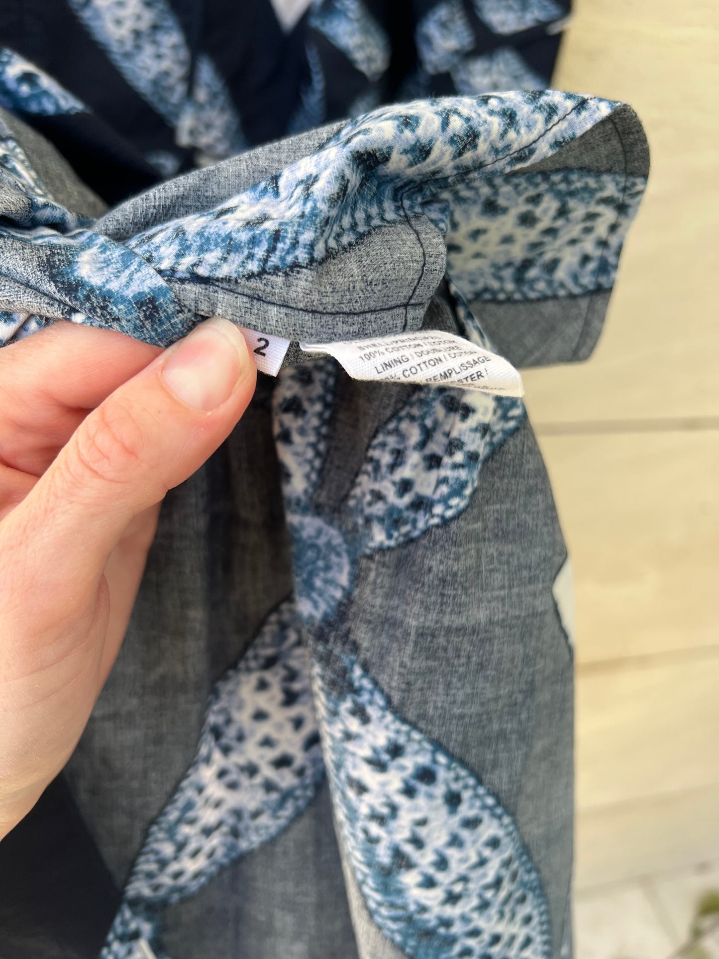 ULLA JOHNSON. Vestido azul estampado detalle escote. T 2 (S/M)