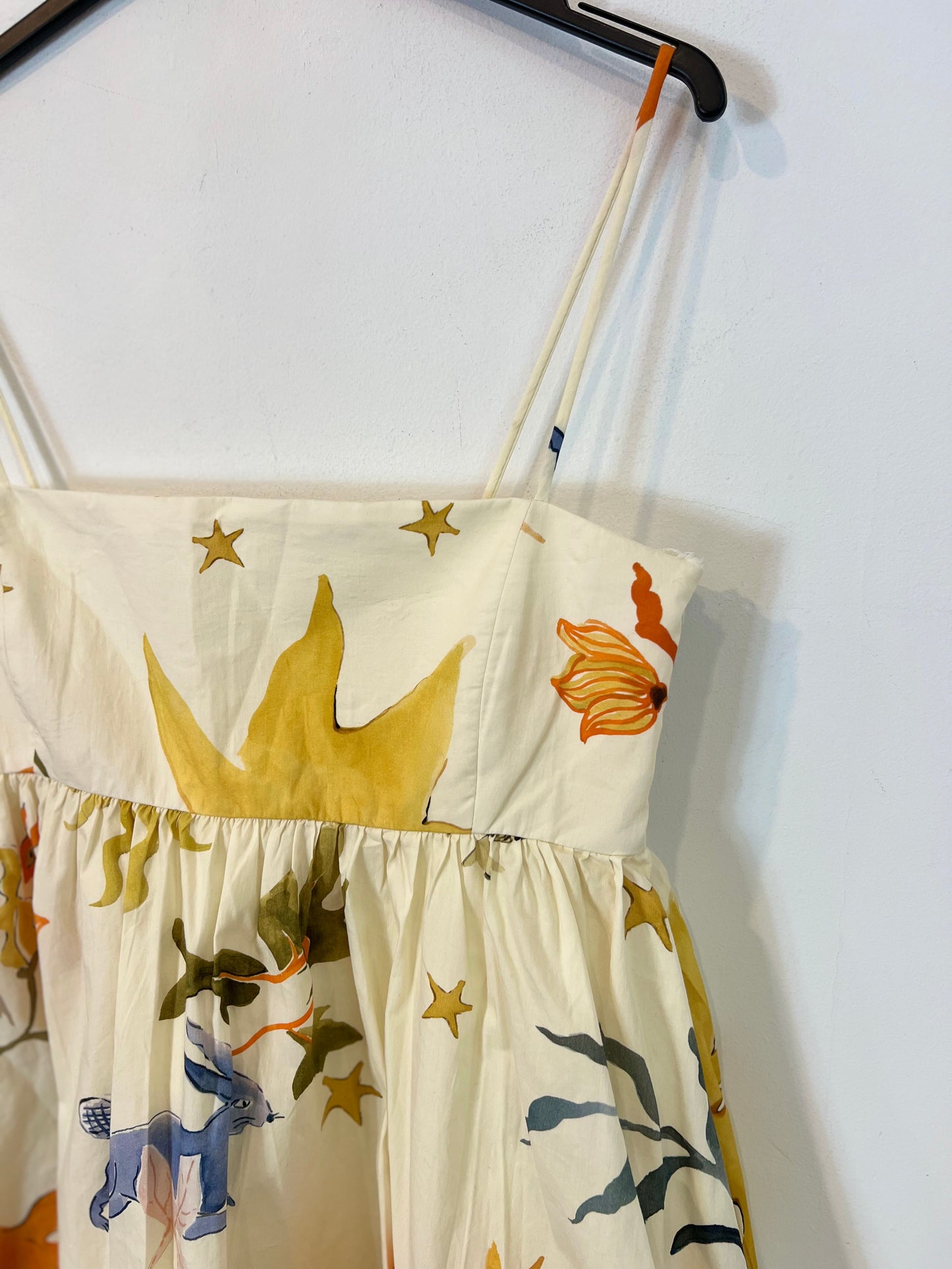 ZARA, Vestido corto beige estampado T.s