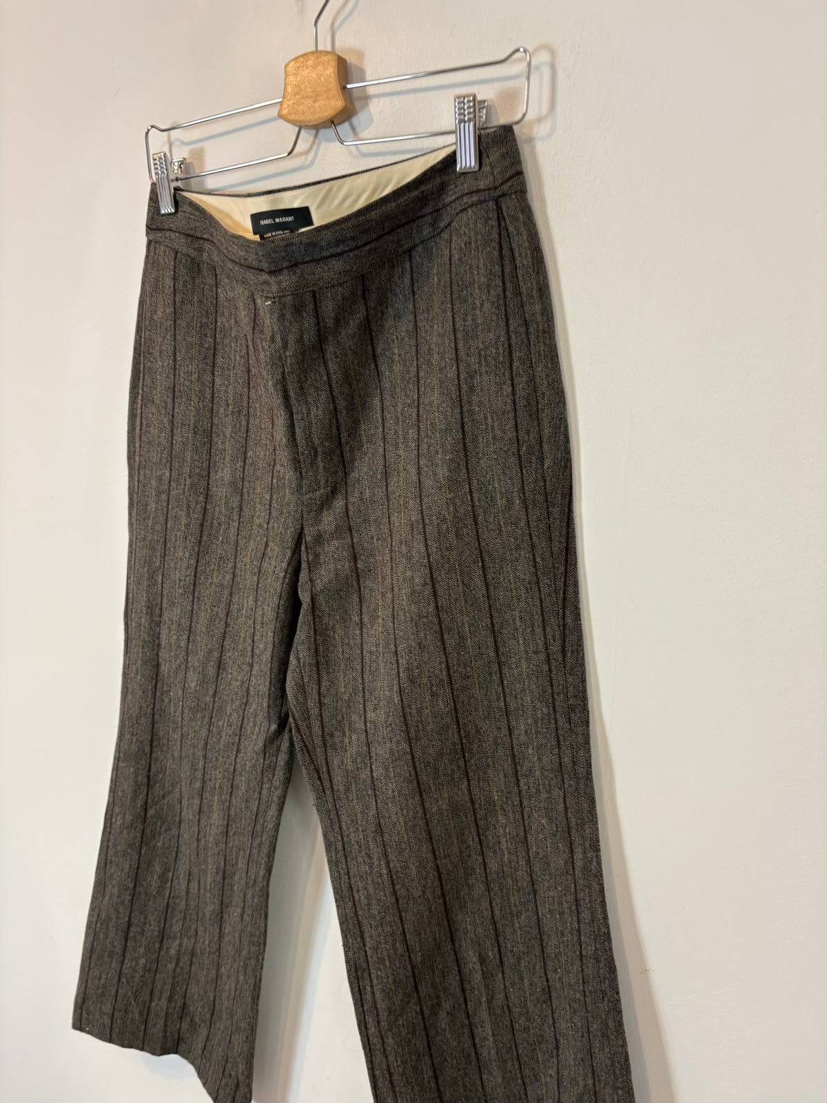 ISABEL MARANT. Pantalón  gris rayas burdeos mezcla