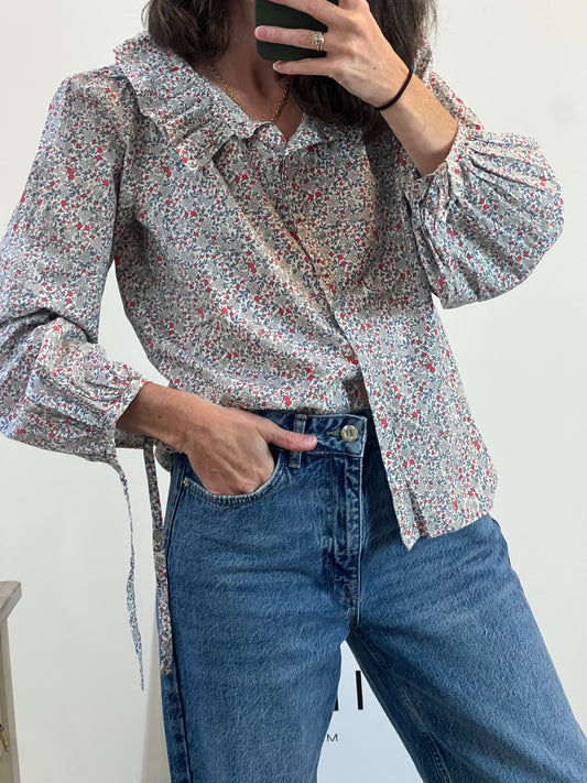 TRIANA BY C. Blusa flores cuello volante T.s