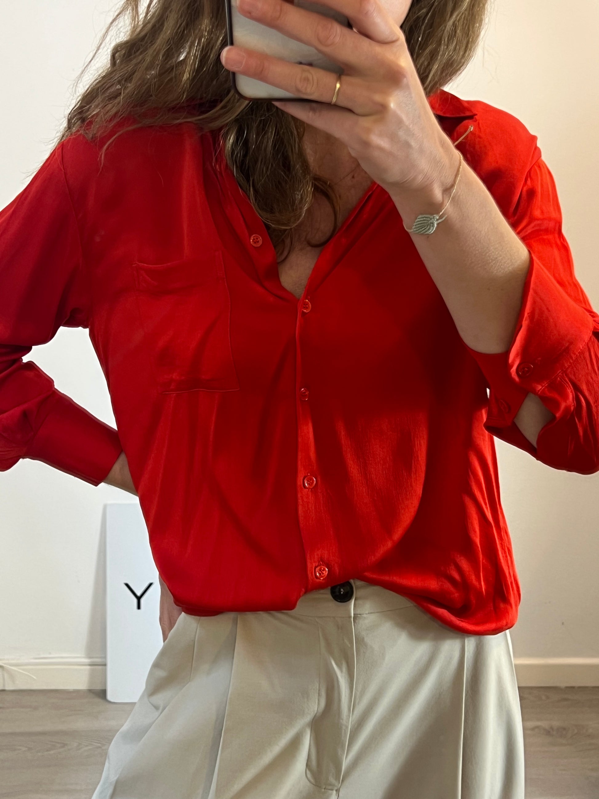 Blusa roja satinada T XS (M) – Hibuy market