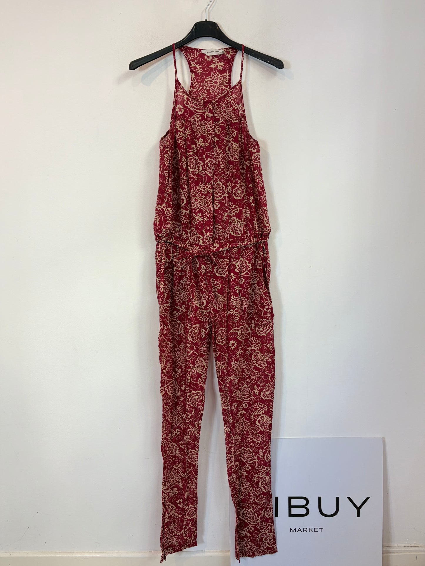 ISABEL MARANT. Black floral print jumpsuit. Size 36