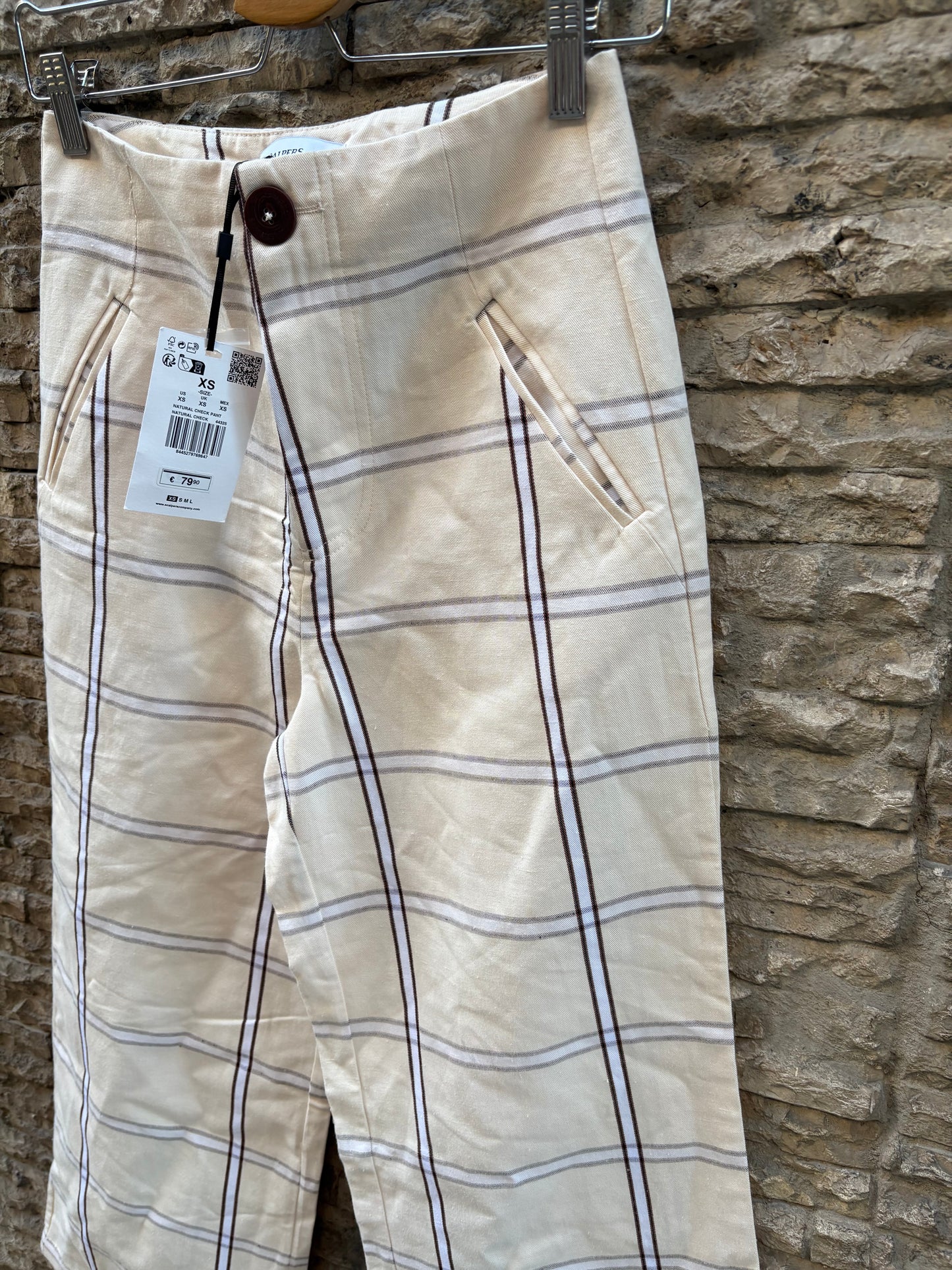 SCALPERS. Pantalón beige cuadros. T S