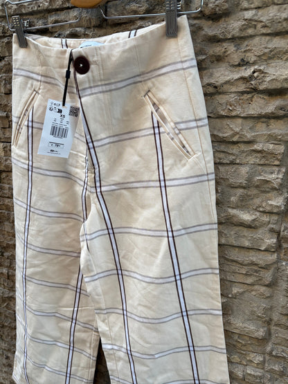 SCALPERS. Pantalón beige cuadros. T S