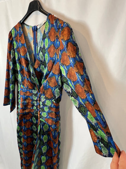 UTERQÜE. Vestido midi estampado satinado. T M