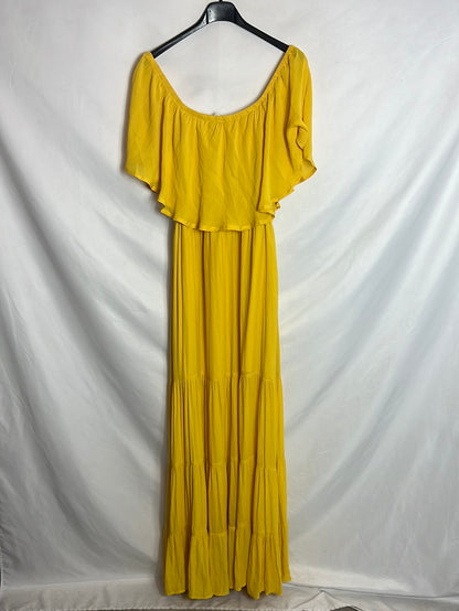 forever 21 yellow maxi dress Forever 21 Yellow Halter Maxi Dress Backless Zip Lined Sleeveless S